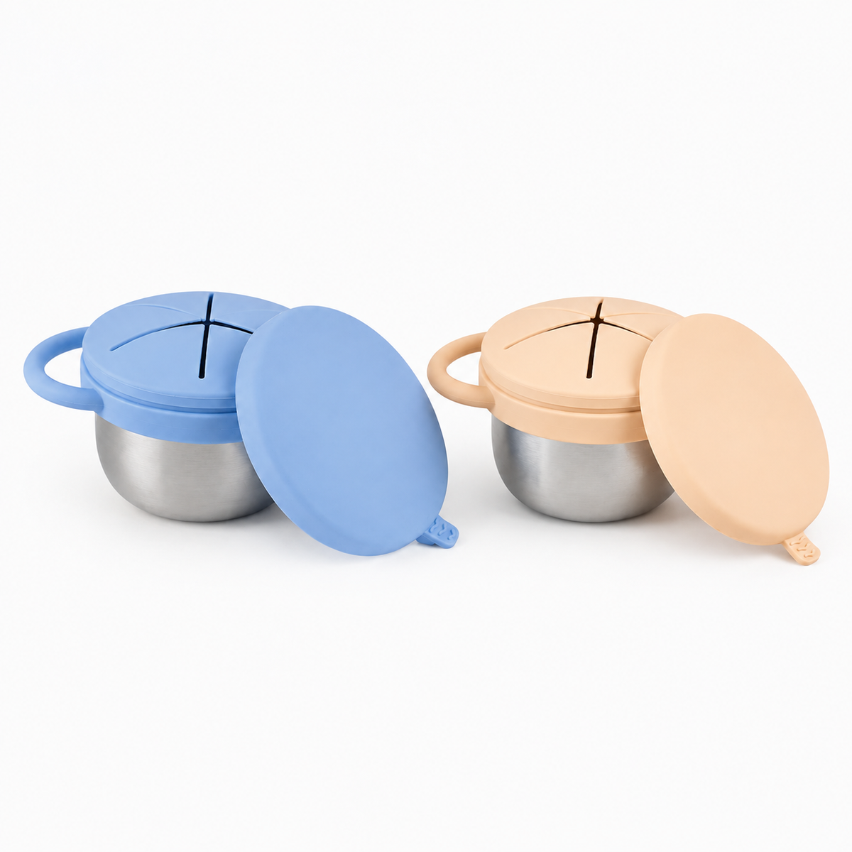 Kit de Potes Infantis Kivv azul e bege — potes e tampas