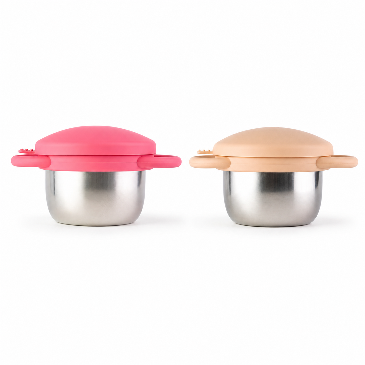 Kit de Potes Infantis Kivv rosa e bege — vista dos potes