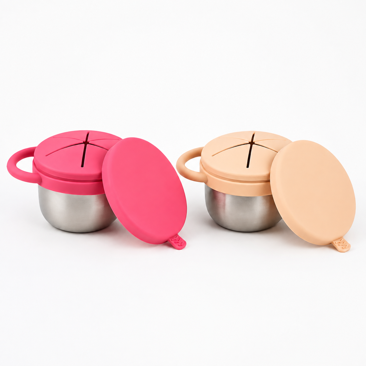 Kit de Potes Infantis Kivv rosa e bege — potes e tampas